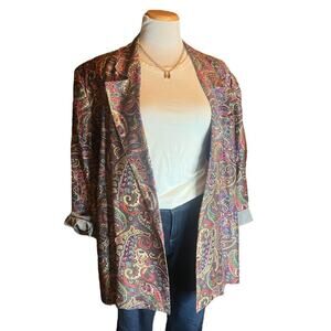 Oversized Vintage 90s Paisley Blazer‎ C.G. Designs 14 XL Multicolored Retro
